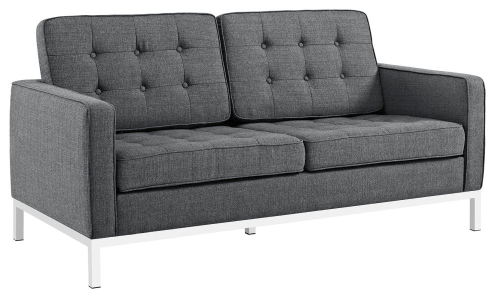 Modway Loft Upholstered Fabric Loveseat, Gray