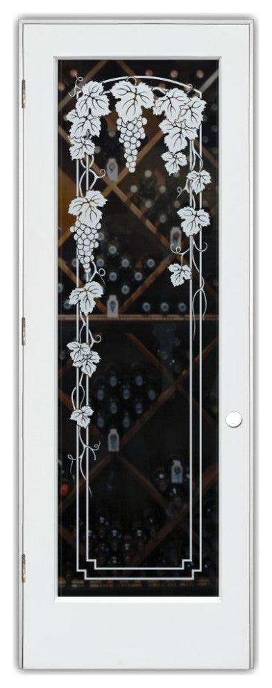 Wine Door - Vineyard Grapes Trellis - Primed - 32" x 80" - Knob on Right -...