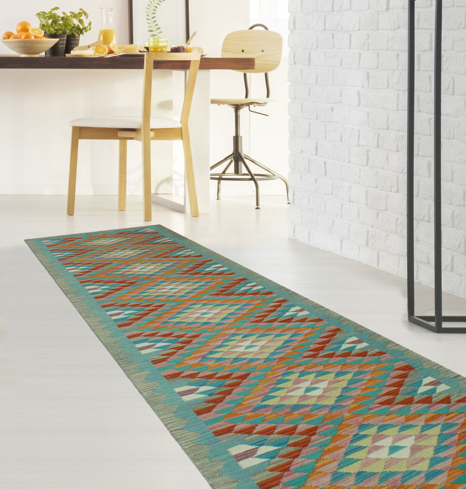 Sangat Kilim Iva Orange/Red Runner, 2'6x9'10