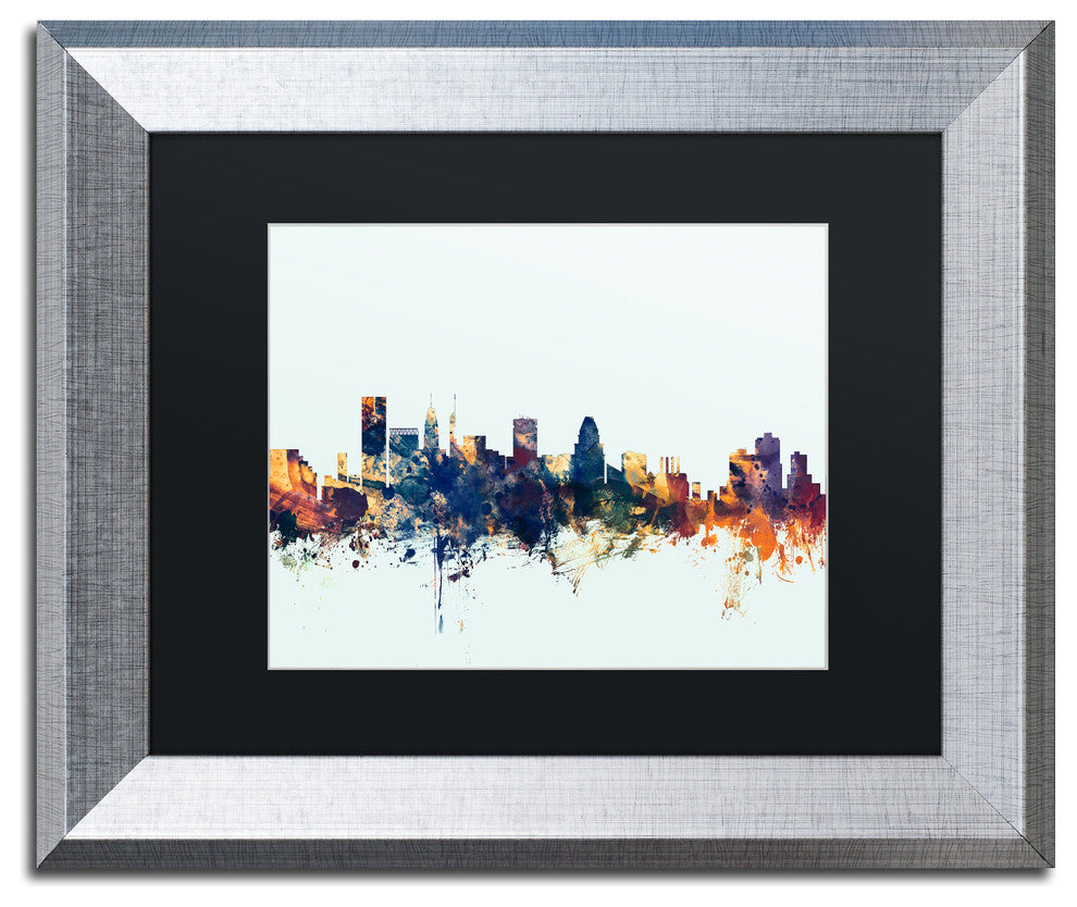 Michael Tompsett 'Baltimore MD Skyline Blue' Matted Framed Art, 11x14