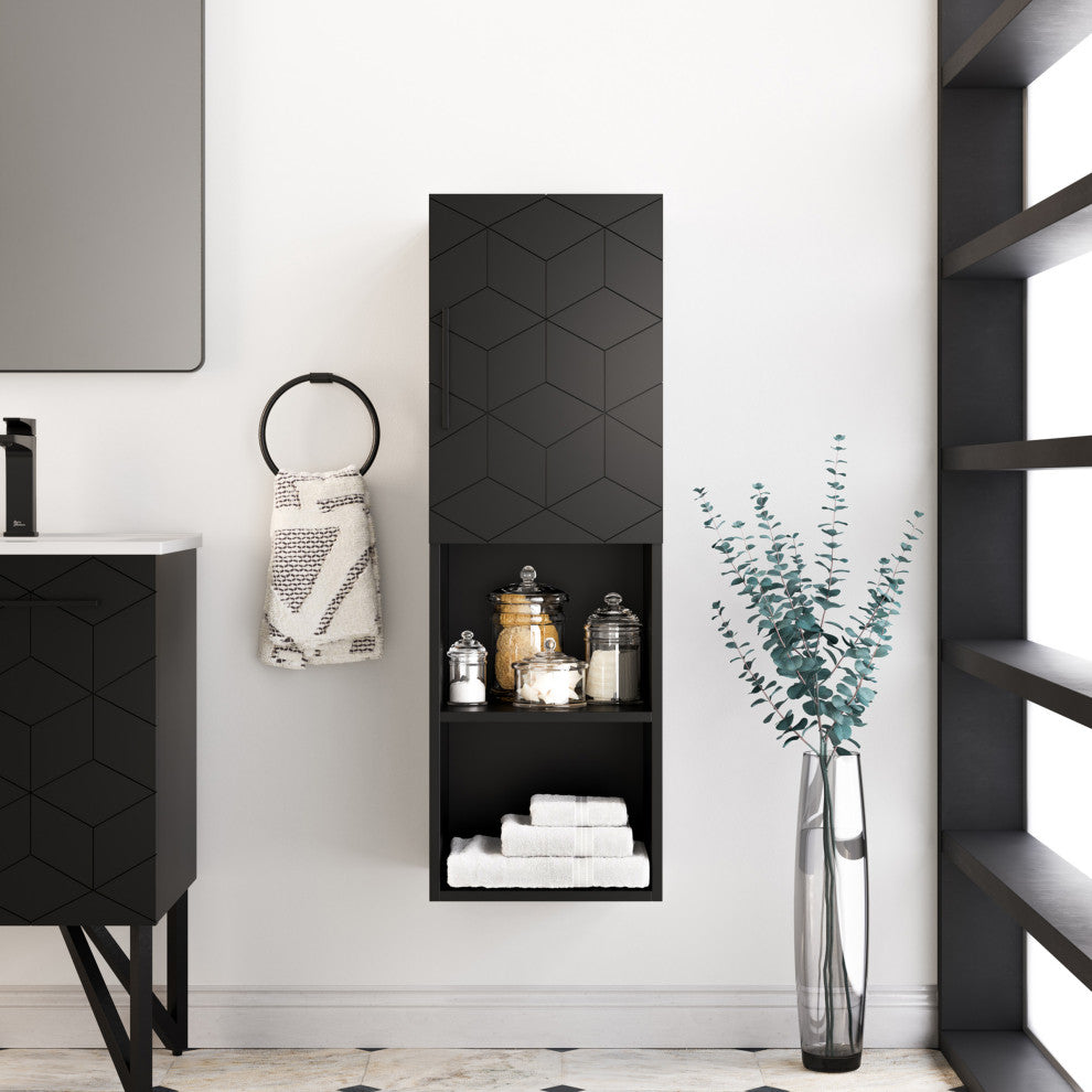 Annecy 15"Wx46"Hx12"D Linen Cabinet, Phantom Black
