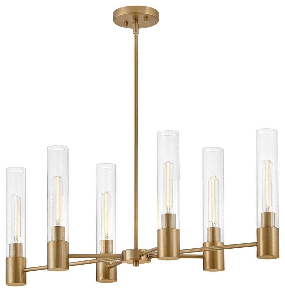 Lark 85406 Shea 6 Light 34"W Linear Chandelier - Lacquered Brass