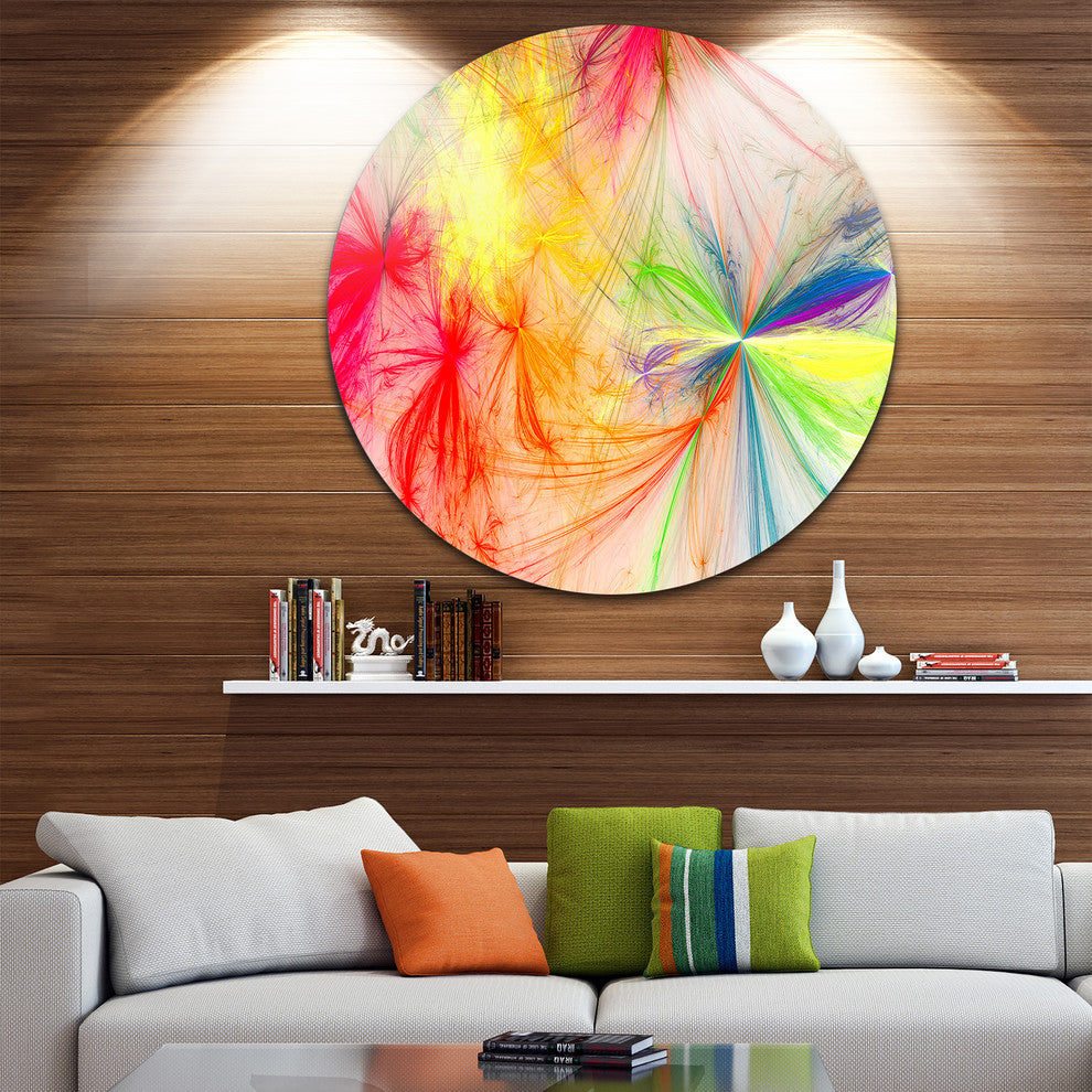 Christmas Fireworks Colorful, Digital Art Disc Metal Artwork, 23"