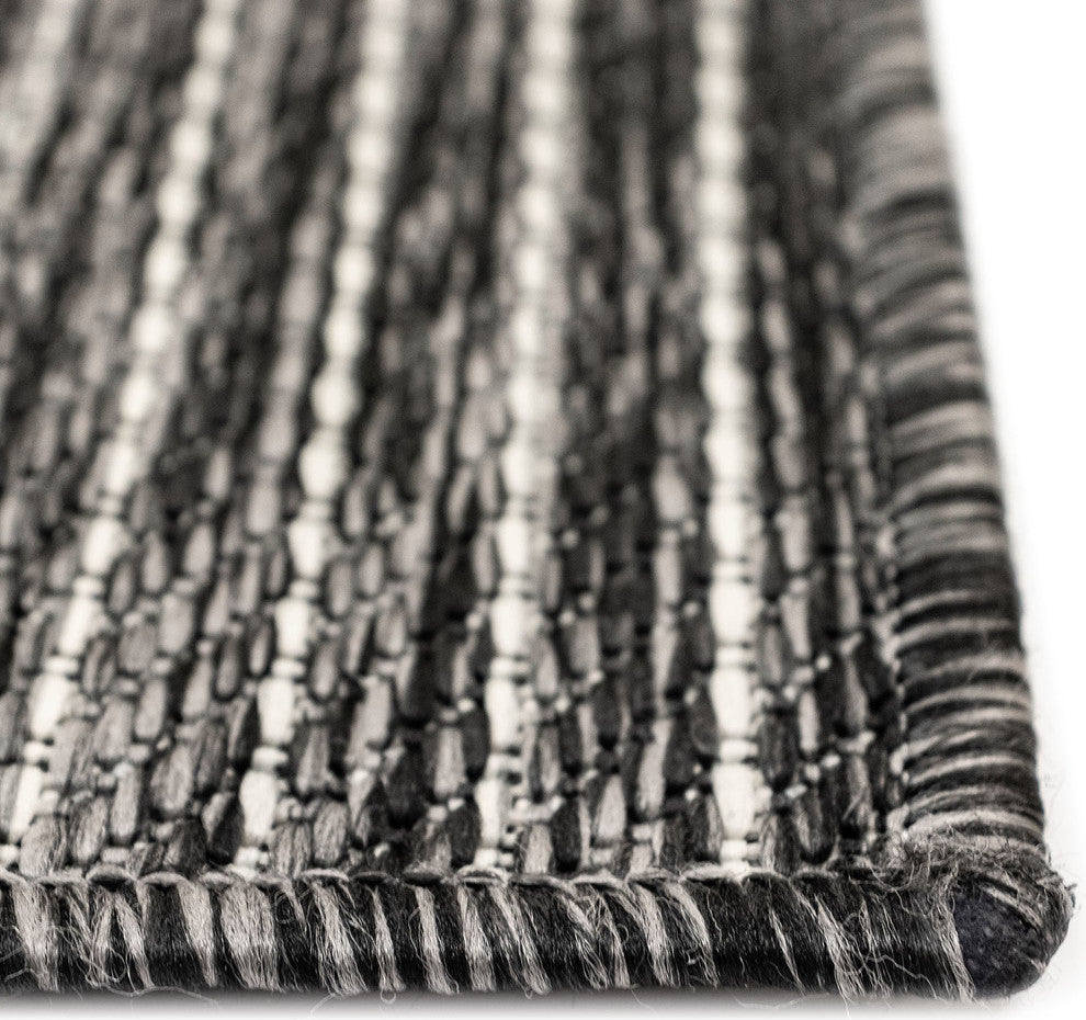 Carmel Texture Stripe Indoor/Outdoor Rug, Black, 7'10"x9'10"