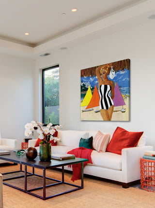 "Striped Swimsuit" Painting Print on Wrapped Canvas