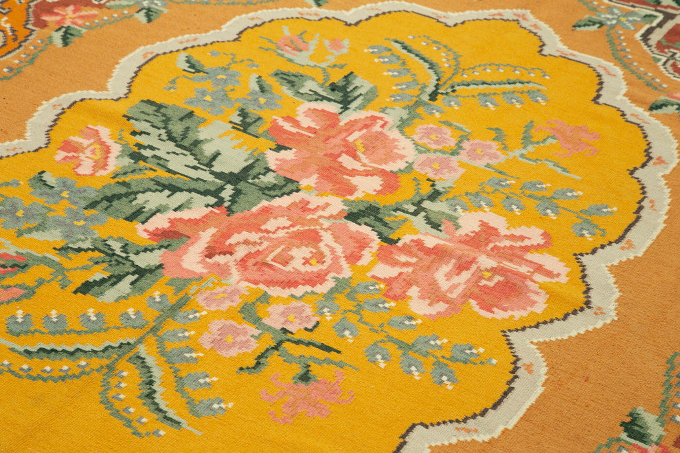 Rug N Carpet - Handmade Moldovian 6' 6'' x 9' 7'' Antique Rose Kilim Rug