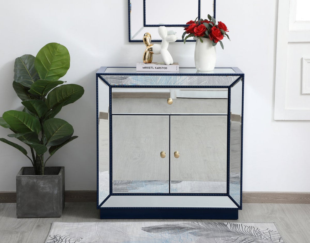 Elegant MF53002BL 32"Mirrored Chest, Blue