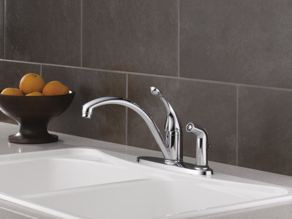 Delta Collins Single Handle Kitchen Faucet With Integral Spray, Chrome, 340-DST