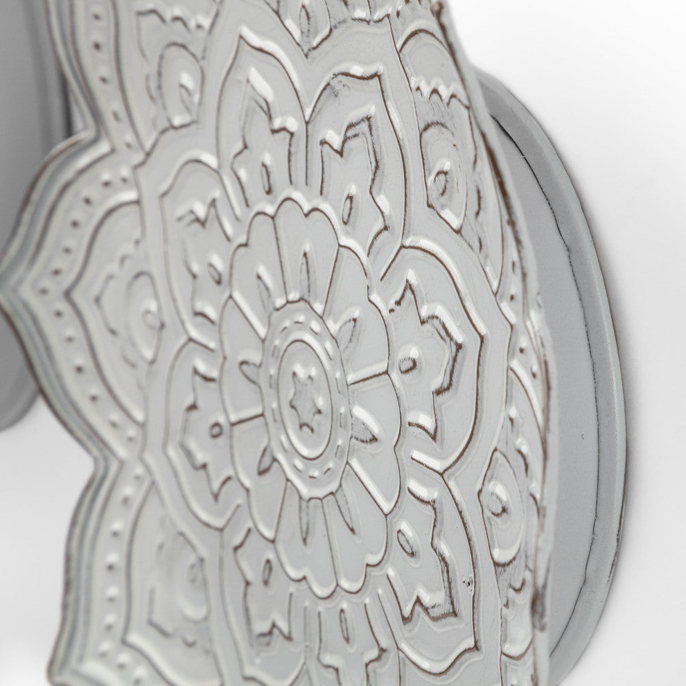 Miranda Grey Stamped Metal Lotus Flower Wall Decor, Set of 2