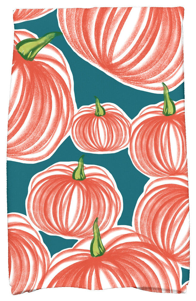 Pumpkins-A-Plenty Geometric Print Hand Towel, Teal