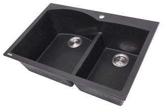 Nantucket Sinks 60/40 Double Bowl Dual-Mount Granite Composite, Black