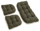 U-Shaped Microsuede Tufted Settee Cushion Set, Set of 3, Hunter Green