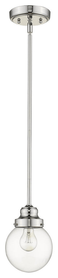 Silver Metal Hanging with Round Clear Glass Shade