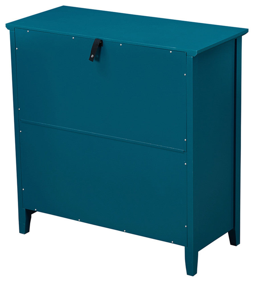 Wood Double Door Accent Cabinet with Adjustable Shelf, Teal, 35'' X 16''