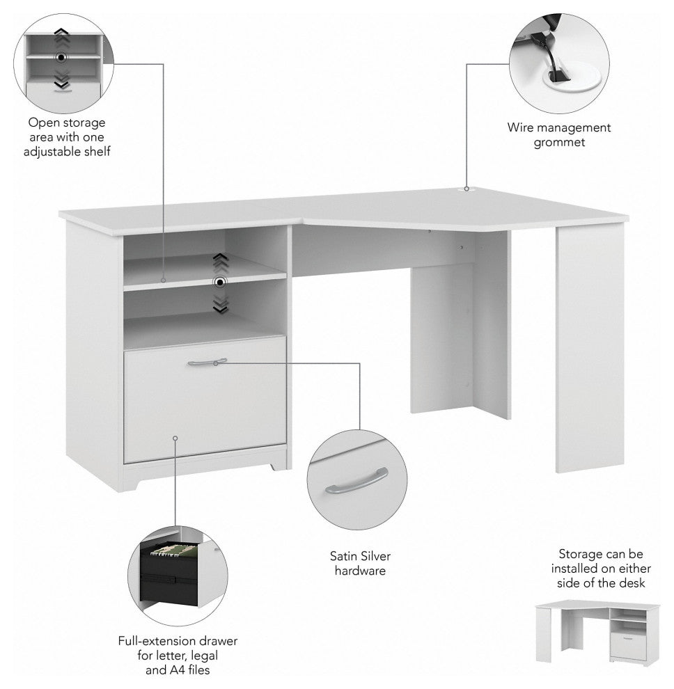 Cabot 60W Corner Desk, White