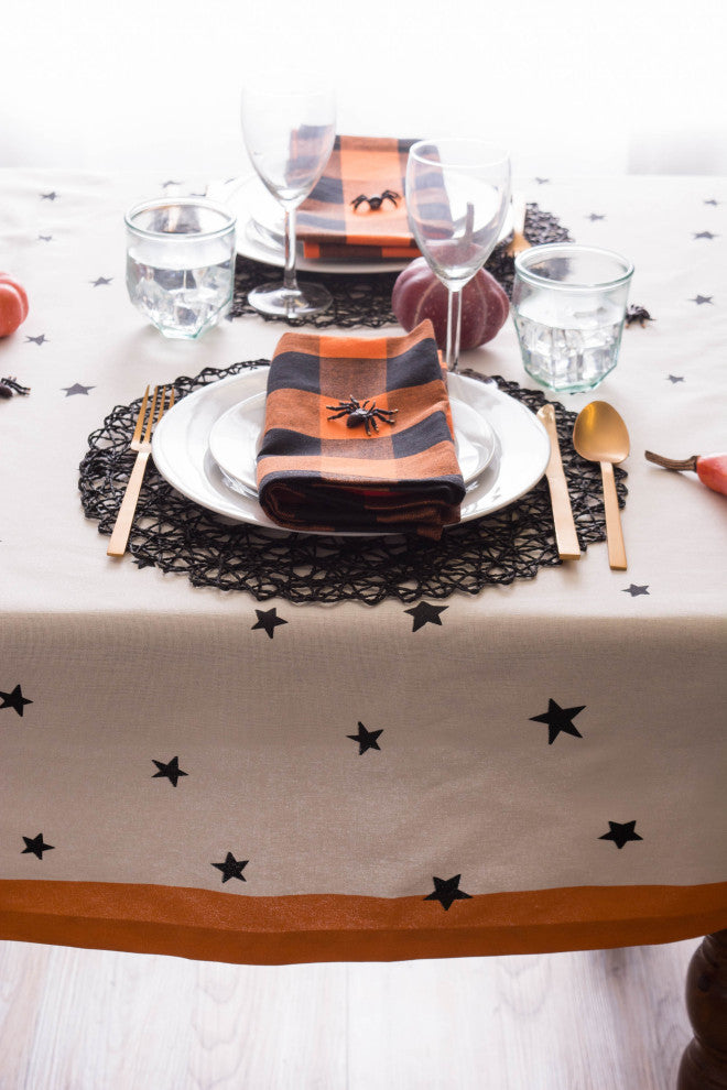 Black Stars Print Tablecloth 70 Round