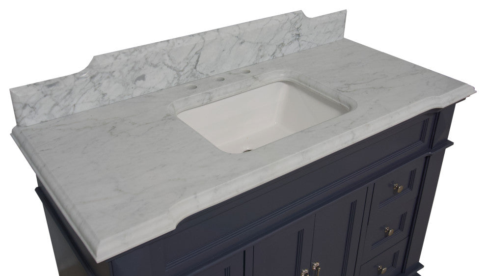 Elizabeth 48" Bathroom Vanity, Marine Gray, Carrara Marble