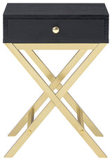 Coleen Side Table, Black and Brass