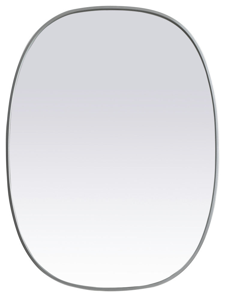 Metal Frame Oval Mirror 30X40 Inch, Silver