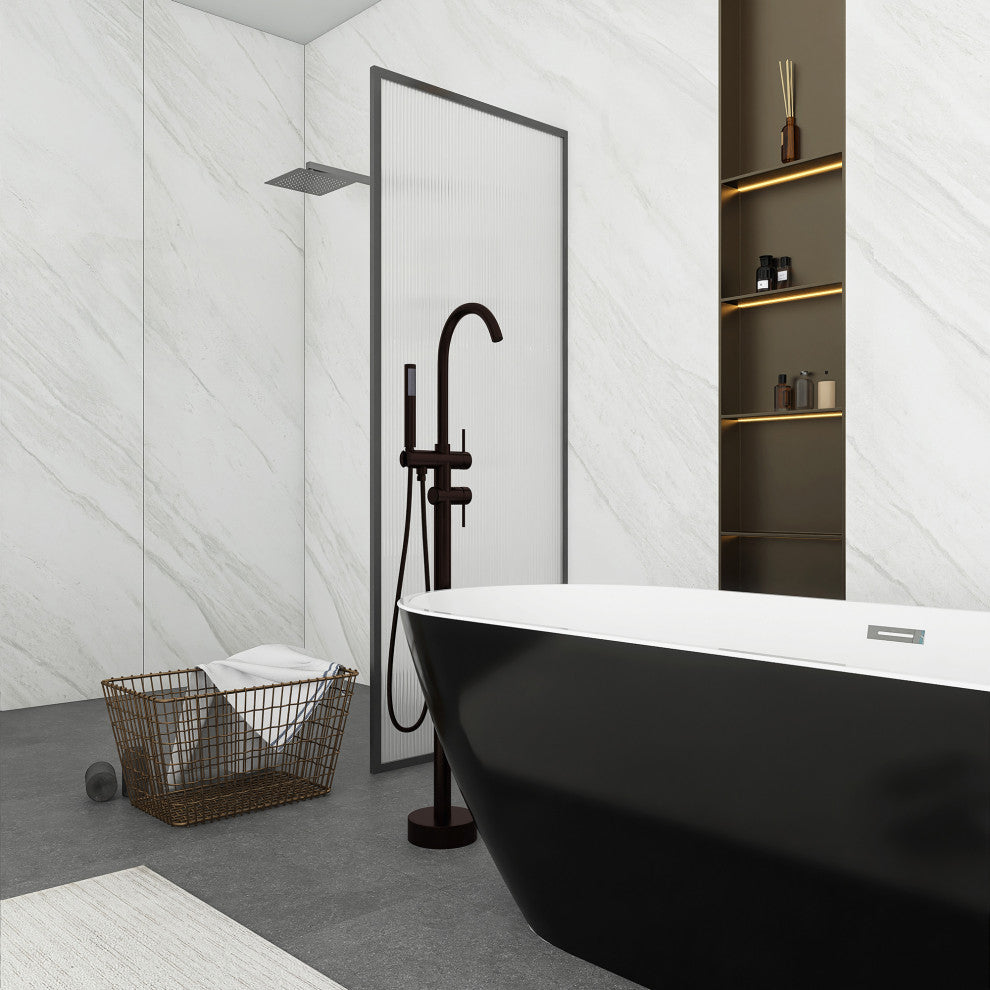 Freestanding Double Handle Clawfoot Tub Faucet, Brown
