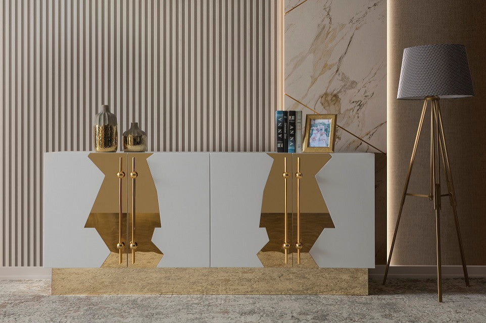 Callista Sideboard, White and Gold