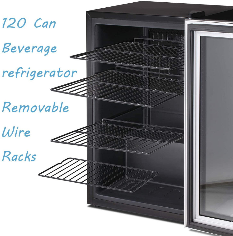 Beverage Refrigerator Cooler 145 Can Mini Fridge Glass Door for Soda Beer or W