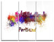 "Portland Skyline" Glossy Metal Wall Art, 3 Panels, 36"x28"