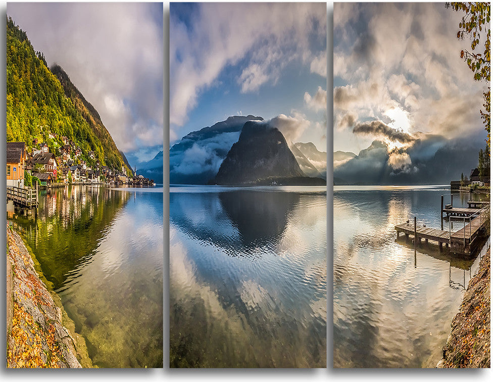 "Fabulous Mountain Lake in Alps" Metal Wall Art, 3 Panels, 36"x28"