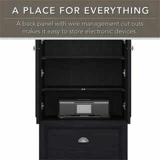 Fairview Storage Cabinet with File Drawer in Black and Cherry  - Engineered Wood