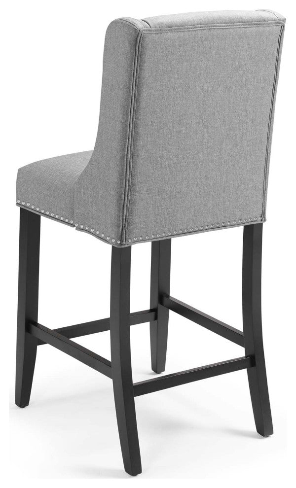 Counter Stool Chair, Fabric, Wood, Gray, Modern, Bar Cafe Bistro Restaurant