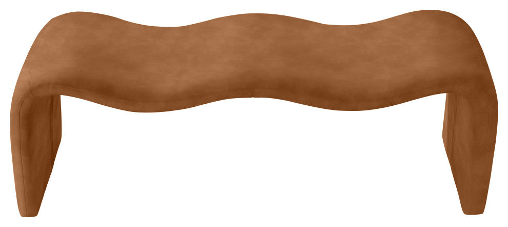 Willow Upholstered Bench, Cognac, Vegan Leather