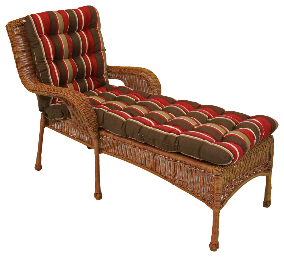 74"x19" Squarded Polyester Tufted Chaise Lounge Cushion, Montfleuri Sangria