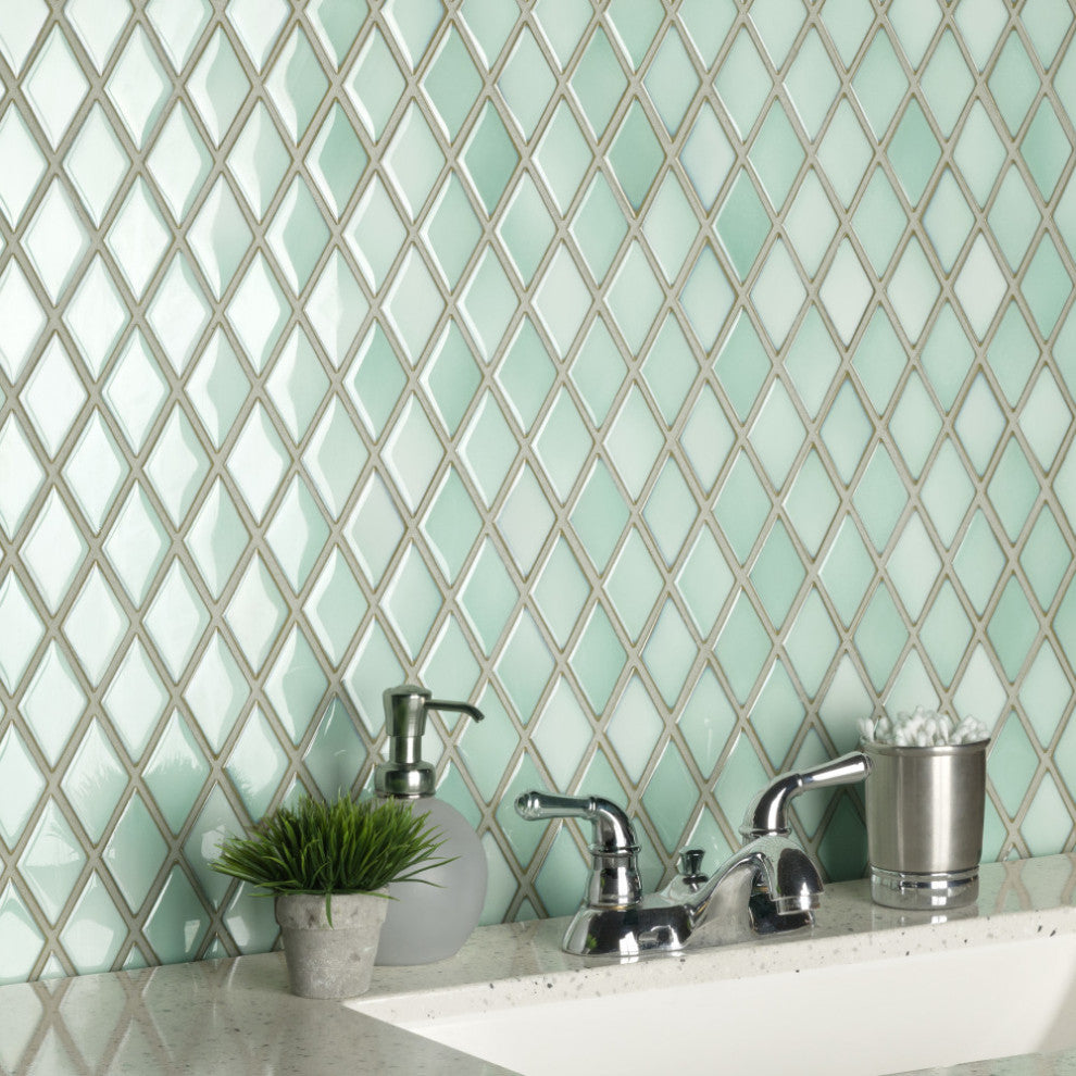 Hudson Kite Porcelain Mosaic Floor and Wall Tile, Pistachio
