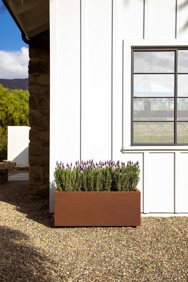 Metallic Series Corten Steel Long Box Planter, Large