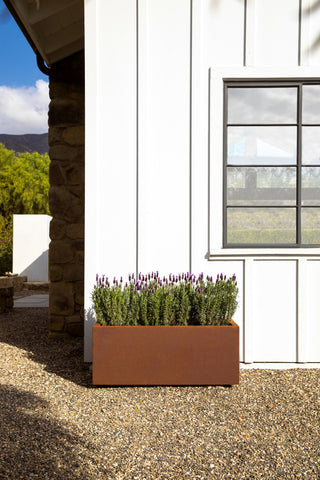 Metallic Series Corten Steel Long Box Planter, Large