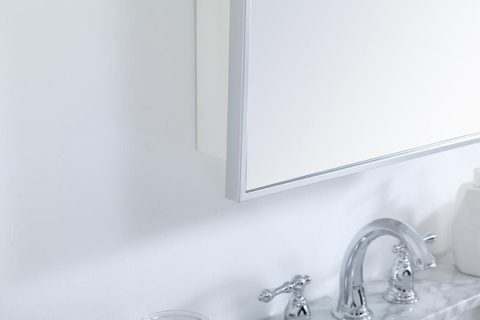 Metal Mirror Medicine Cabinet 20"x28", Silver Finish