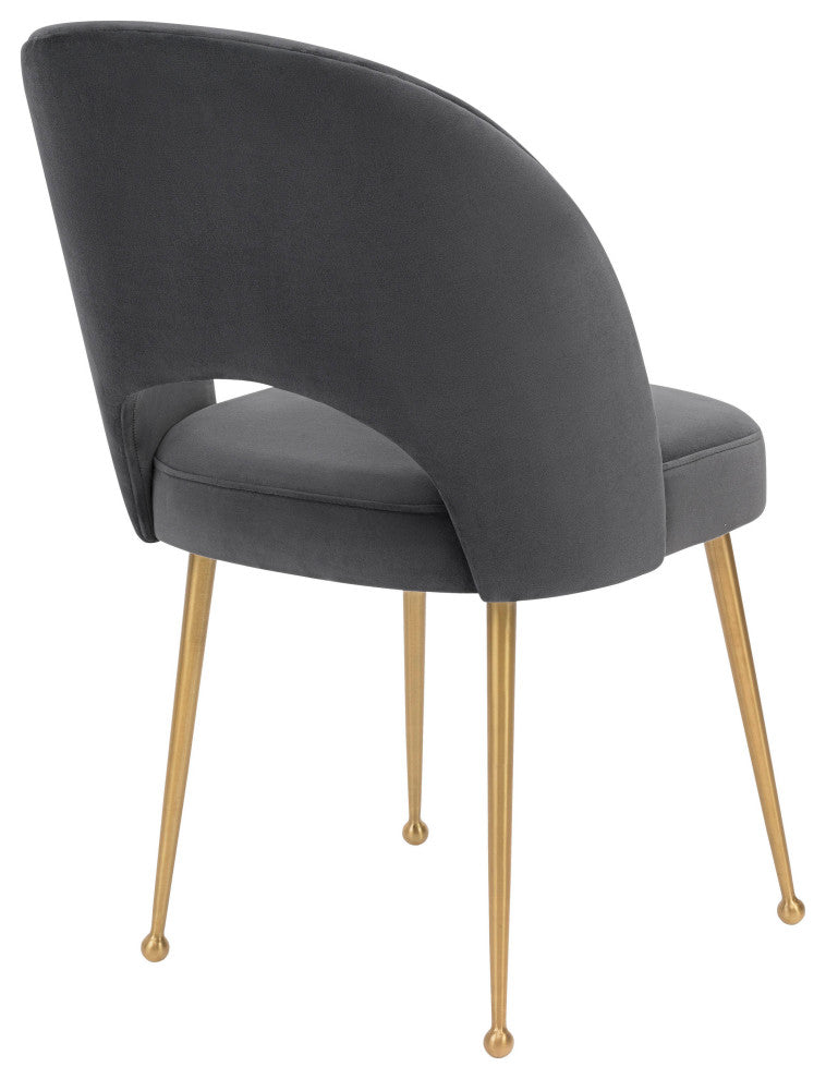 Swell Velvet Chair, Dark Gray