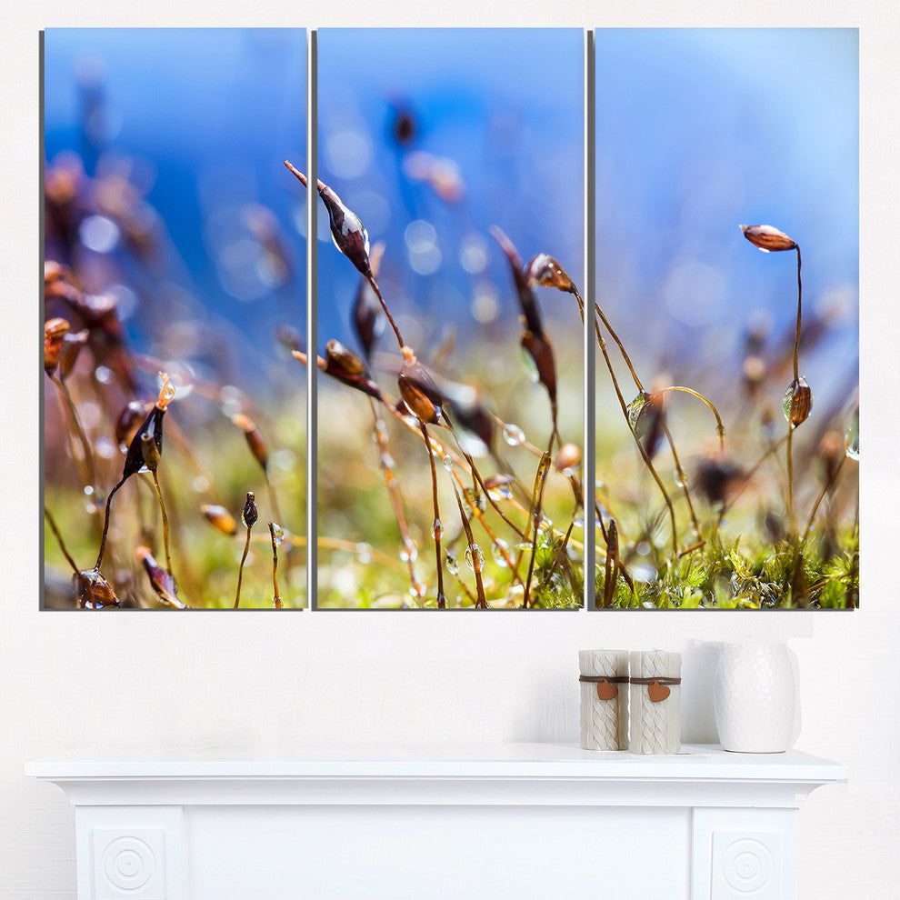 "Abstract Summer Spring Moss Flowers" Metal Wall Art, 3 Panels, 36"x28"