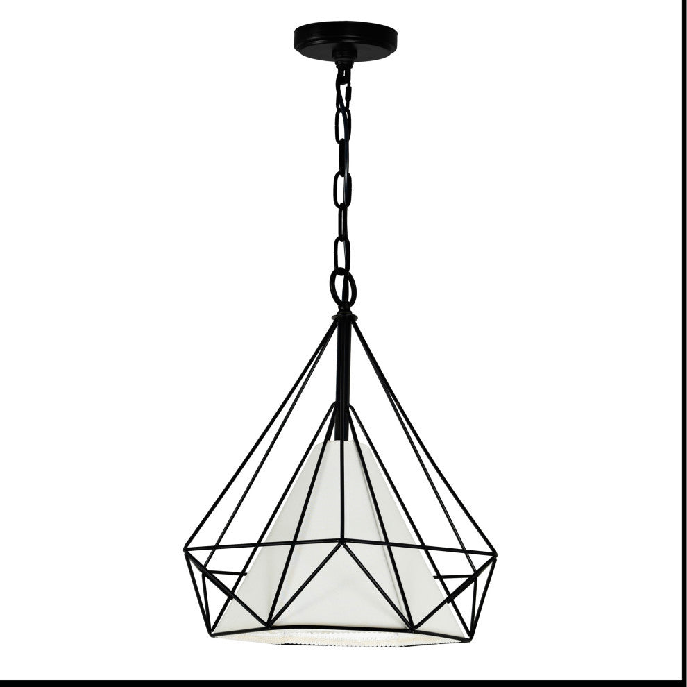 Diamond 1 Light Down Pendant With Black Finish