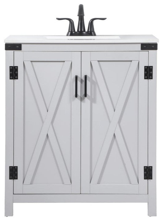 Home Living 19" Farmhouse Grey-Light Bathroom Vanity