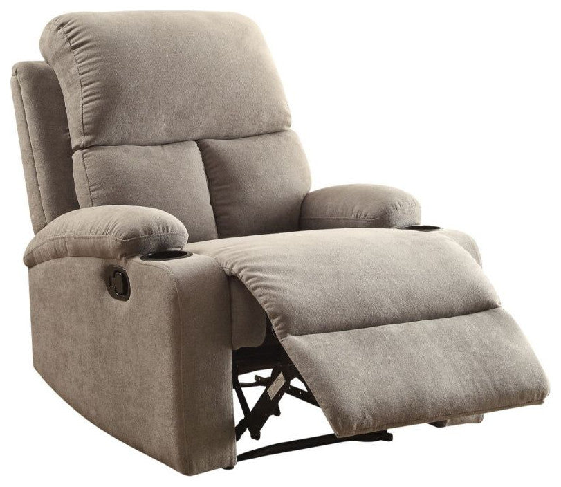 Velvet Upholstered Motion Recliner, Gray Finish