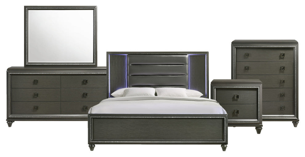 Picket House Furnishings Faris Panel 5PC Bedroom Set in Black