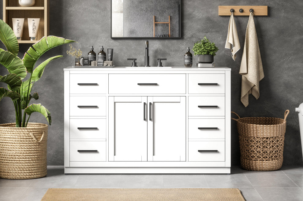 Home Living 54" Single Bathroom Vanity, White