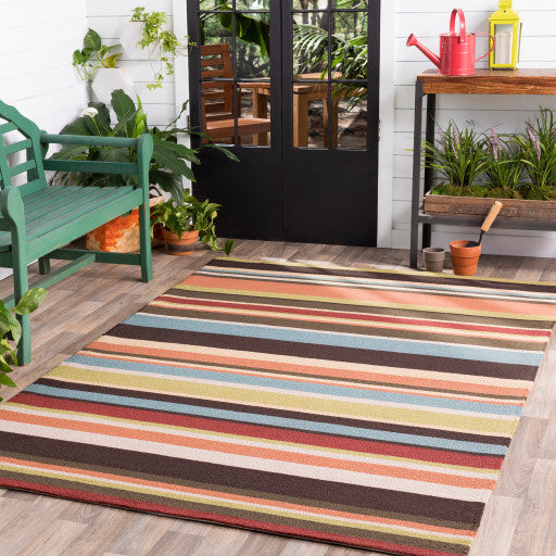 Surya Rain RAI-1091 2'6"x8' Rug, Garnet/Sage/Coral/Denim/Dark Green/Lime/Cream