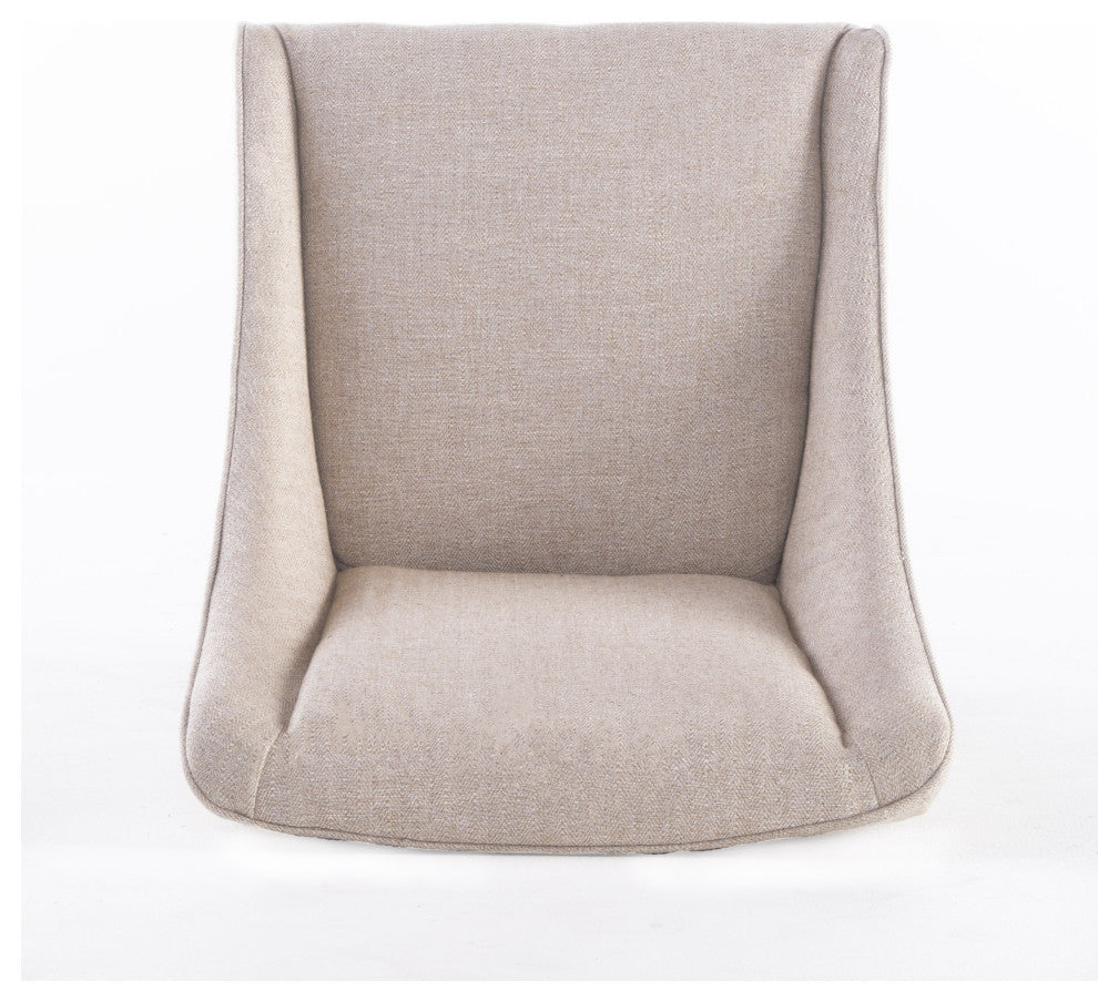 GDF Studio Claudia Contemporary Upholstered Dining Chairs, Set of 2, Natural/Brown