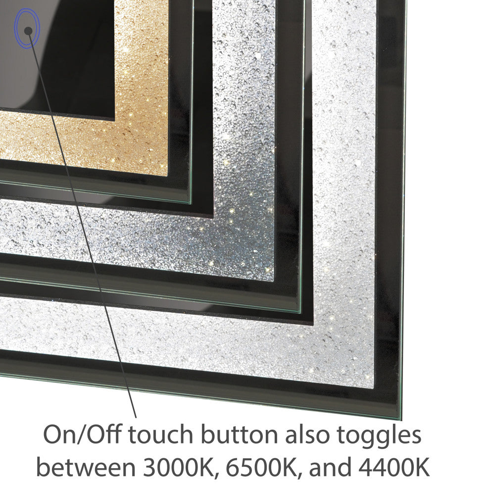 Dyconn Faucet Edison Crystal Wall Mounted LED Bathroom Mirror, 24"w X 34"h