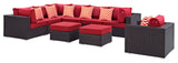 Convene 9 Piece Outdoor Patio Sectional Set, Espresso Red