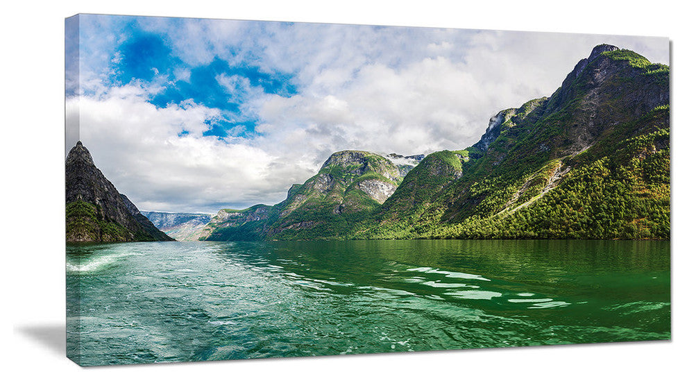 Green Lake Sognefjord Norway, Landscape Canvas Art Print, 60"x28"