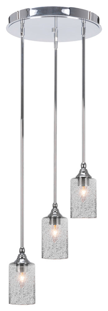 Empire 3-Light Cluster Pendalier, Chrome/Smoke Bubble
