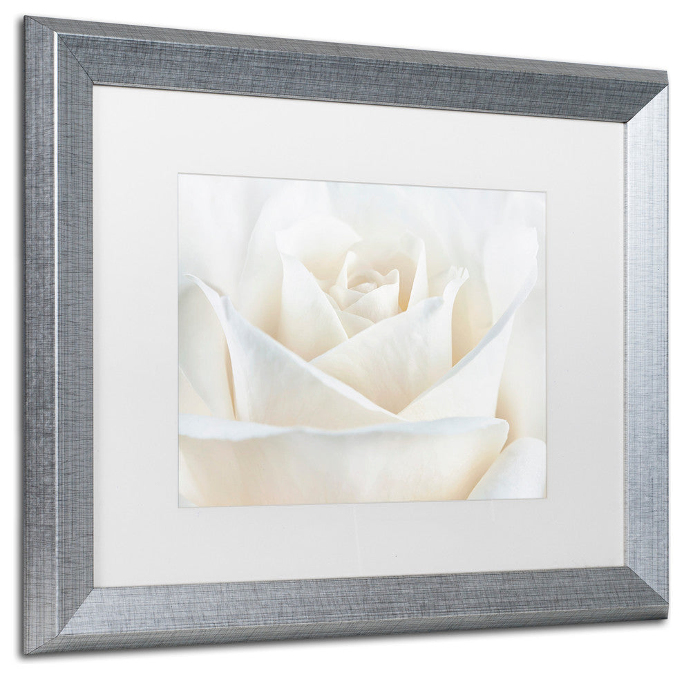 Cora Niele 'Pure White Rose' Matted Framed Art